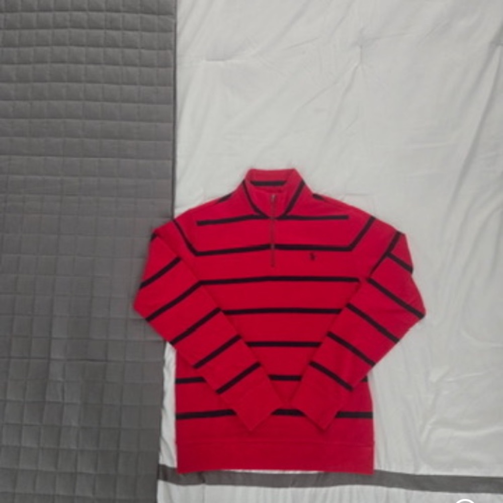 Polo by Ralph Lauren Red and Navy Half Zip Sweater